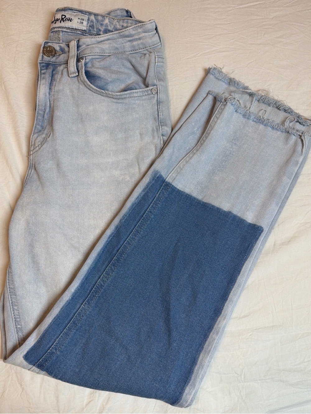 Indigo Rein Two-Tone Light and Dark Blue Straight Leg Jeans